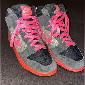 Nike Women's High Dunk  Black, Gray & Pink High-Top Sneakers